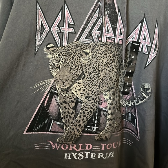 Torrid Def Leppard Dark Grey French Terry Crop Hoodie - Picture 3 of 9